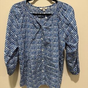 Tucker Blue and White Buttoned Blouse Relaxed Fit